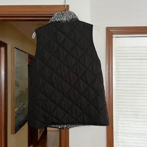Women's Reversible Sherpa Vest Quilted Zip Fleece Padded Gilet with Pockets Med - Picture 4 of 6